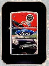 Vintage 2004 Ford Thunderbird 50th Anniversary High Polish Chrome Zippo Lighter picture