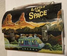 Lost in Space 1998 Metal Dome Lunchbox Sci-Fi  G Whiz Retro Look Aliens Robot picture
