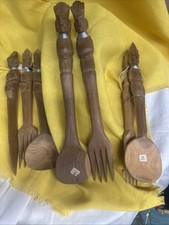vintage hand-carved wooden serving utensils, made in Kenya picture