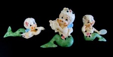 Vintage 3 Piece Ceramic Mermaids Wall Decor Plaques picture