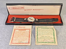 1975 Bradley Micky Mouse Watch FULL SET Box Signed Disney World Parts or Repair picture