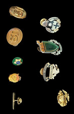 Vintage US/Russian Military Lapel Pin Insignia Mixed Unit Enamel Brass Lot of 9 picture