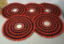 5 Vtg Hand Stitched 16” Pipli Mandala Mats Boho Mirror Work Black Red picture