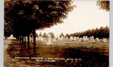 GREENWOOD CEMETERY new madison oh 1909 postcard ohio real photo rppc dead eliker picture