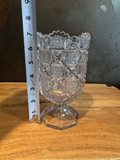 Antique EAPG Westmoreland Old Quilt Clear Celery Vase Footed Pedestal Barware picture