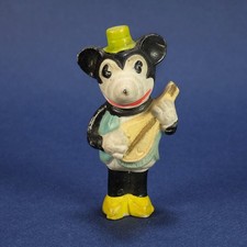1920s Pie-Eyed Mickey Mouse Playing Mandolin Bisque Antique Toy Figure – Japan picture