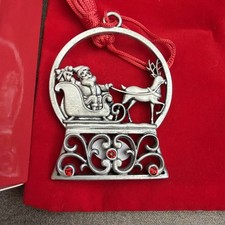 (1) Avon 2022 SANTA’S MIDNIGHT SLEIGH RIDE Pewter Collectible Ornament New picture