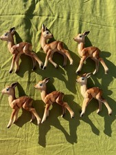 6 Vintage 60s Kitschy Christmas Fawn Baby Deer Plastic decoration plastic carved picture