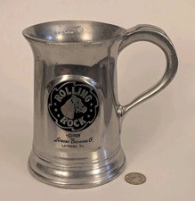 RARE Vintage Rolling Rock Solid Pewter Metal Stein Beer Mug picture