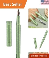 Hongdian 1851 Forest Fountain Pen - Applegreen Ice Flower, Fine Nib & Metal Case picture