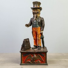 Antique Shepard Hardware Uncle Sam Cast Iron Mechanical Bank 1886 Repainted picture