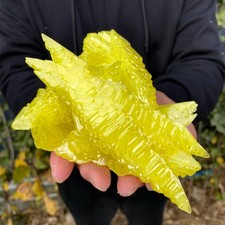 424G Rare Natural yellow sulfur crystal quartz crystal mineral specimen picture