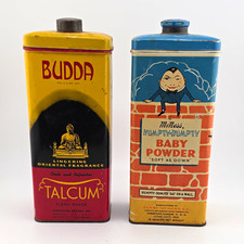 Budda & McNess Lot 2 Vintage Advertising Tins Talcum & Humpty Dumpty Powder picture