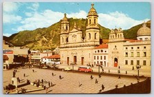 Vintage Colombia Postcard BOGOTA Plaza de Bolivar Basilica 1960s picture