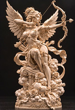 Cupid Goddess Sculpture – Winged Female Archer Statue, Romantic Angel Resin 7 in picture