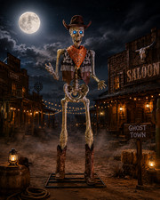 10 FT Cowboy Skeleton Costume Halloween Yard Decor Accessory picture