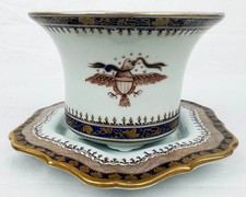 Vtg Mottahedeh Lowestoft Reproduction Presidential Eagle Pot potpourri Cachepot picture