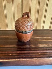 Vintage Acorn Shaped Mini Hinged Trinket Box WITHOUT Trinket Inside picture