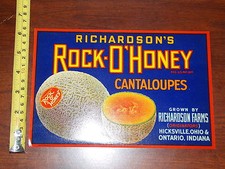RICHARDSON'S ROCK-O'HONEY CANTALOUPES FARMS RARE ADVERTISMENT LABEL NICE 2 picture