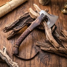 Handmade Viking Axe 18 Carbon Steel Plain Blade Hatchet Wood Handle With Sheath picture
