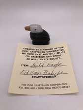 Zuni Edison Bobebe Black Marble Multi Stone Bald Eagle Fetish picture
