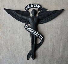 Vintage CHIROPRACTIC HEALTH Cast Metal Building Chiropractor Advertising RARE picture