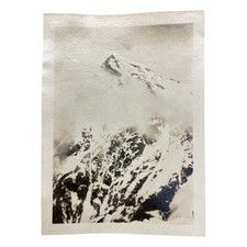1920s Vtg Alpine Switzerland Photo Snowy Mountain Peak Clouds Dramatic Landscape picture