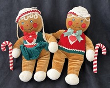 Vintage 1990 Target Christmas Velvet Gingerbread Boy Girl Dolls Commonwealth picture