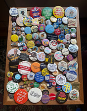 100+ Vintage Pinback Buttons & Pins Mixed Lot Slogans Novelty Cartoon Music picture