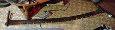 Vintage Original Long Hand Saw with Wooden Handle, Large Saw Blade picture