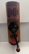 Antique Wall-Mounted Coffee Grinder With Tins For Beans And Grounds picture