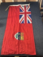 Vintage Canadian Red Ensign Flag Stitched Wool 1921-1957 Green Leaves 54x26” picture