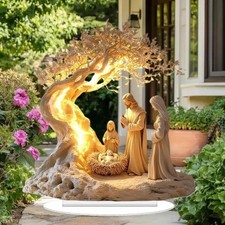 Lighted Nativity Scene Christmas Decor, Jesus Birth Holy Family Figurine Set New picture