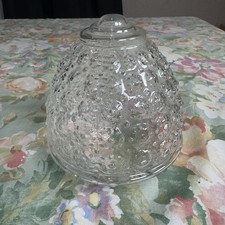 Vtg MCM ~Clear Glass Floral Acorn Beehive Ceiling Light Shade Globe 3.25