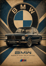 Vintage BMW Classic Car Poster 13x19 – Retro German Auto Motorsport Garage Wall picture