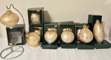 NOS Vtg Pinnacle Designs Glass Christmas Ornaments Multi Shape Gold Lot 12 NIB picture