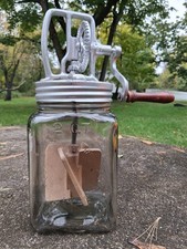 Antique DAZEY No. 20 2 Quart Glass Butter Churn Complete Working Condition picture