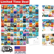 100 Vintage Travel Postcards Set World Famous Cities and Countries 10x15 cm picture