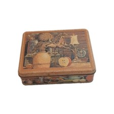 Vintage Country Still Life Metal Tin Box Horse Weather Vane Storage Case 8x6x2½ picture