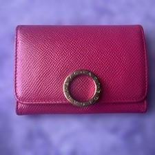 BVLGARI Pink Leather Card Holder with Ring picture