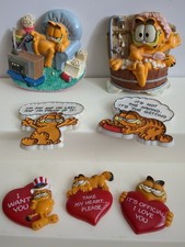 Vintage Garfield Refrigerator Magnets Lot Of 7 Mix Of Plastic And Resin 1975-'96 picture