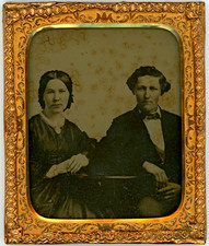 1/6 Plate Ambrotype Identified Civil War Soldier & Dentist w Wife Maine 9th Inf picture