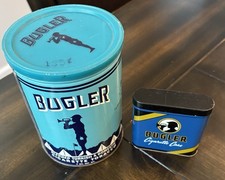 2 Vintage Bugler Pocket Tobacco Tins Cigarette Case + Canister picture