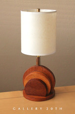 SWEET MID CENTURY MODERN SCULPTURAL LAMP VTG 40s 50s ART DECO WARM WOOD DECOR picture