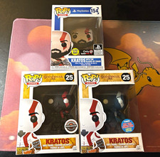 Funko Pop Games God of War Kratos Lot 3 (#25x2, #154) GITD GameStop picture