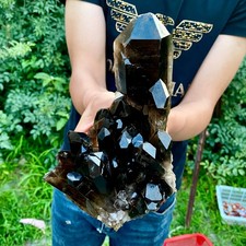 4.6LB Natural Tea black Crystal quartz Cluster Mineral Specimen Healing reiki picture
