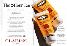 1994 • CLARINS Self Tanning Face Cream • 2 Page Print Ad • 1990s Fashion •iA.13 picture