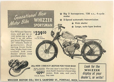 1950 Whizzer Sportsman Motor Bike Advertisement Transportation Motorcycle A4B picture