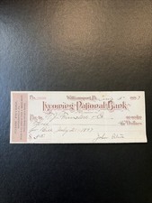 1897 Bank Check Lycoming National Bank Ephemera Williamsport PA Antique picture