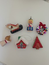 Vintage Push Pin Beaded Sequins Christmas Ornaments Lot MCM picture